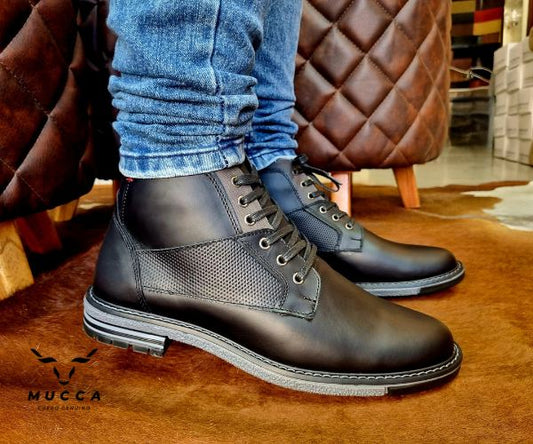 bota en cuero para hombre color negro x gravado 080