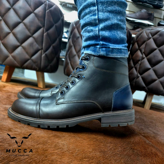 bota en cuero para hombre color hamton cafe x azul 954