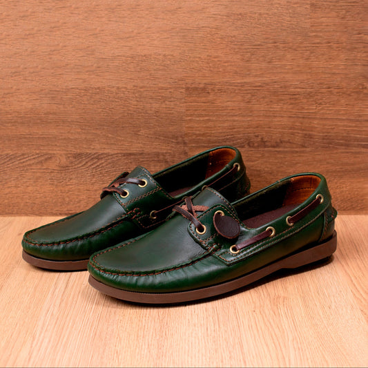 zapato mocasin Apache sperry nautico para hombre color verde x cafe 731