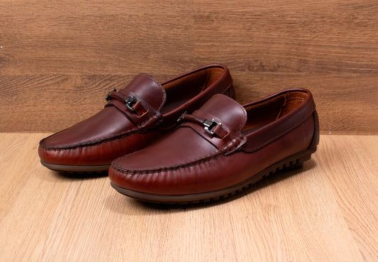 zapato mocasin Apache pegado  para hombre color versalles coñag 661p