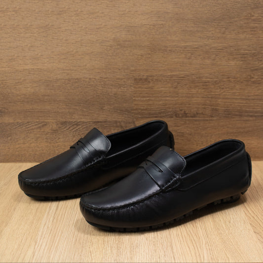 zapato mocasin Apache enchasado para hombre color negro 550