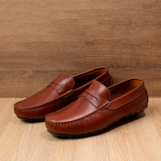 zapato mocasin Apache enchasado para hombre color miel 550