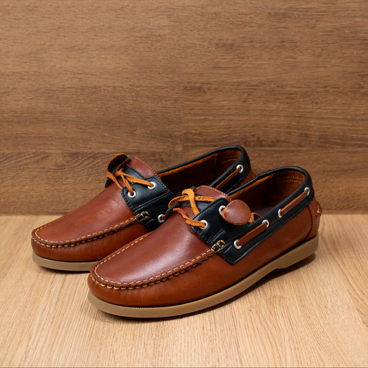 zapato mocasin Apache sperry nautico para hombre color versalles miel x negro 731