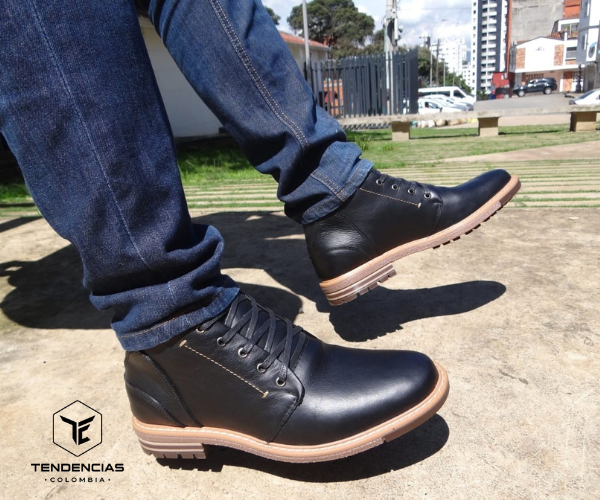 bota en cuero para hombre negra x cafe 207