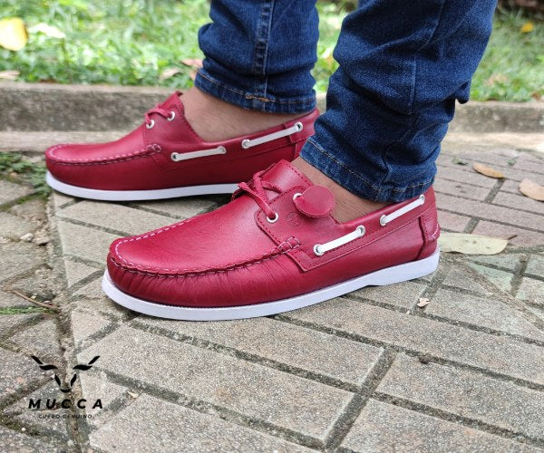 zapato mocasin Apache sperry nautico para hombre color rojo x blanco 731