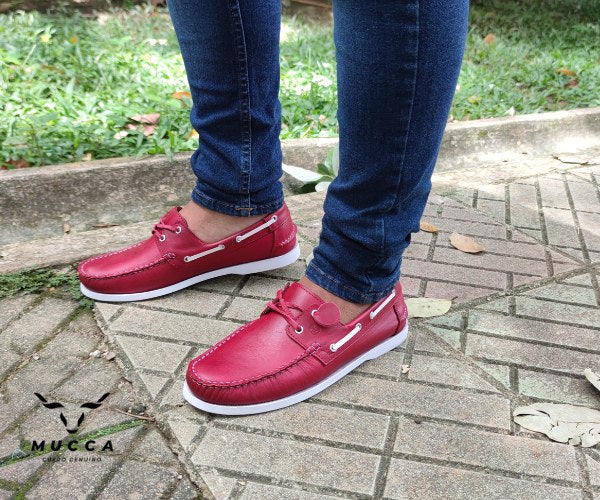 zapato mocasin Apache sperry nautico para hombre color rojo x blanco 731