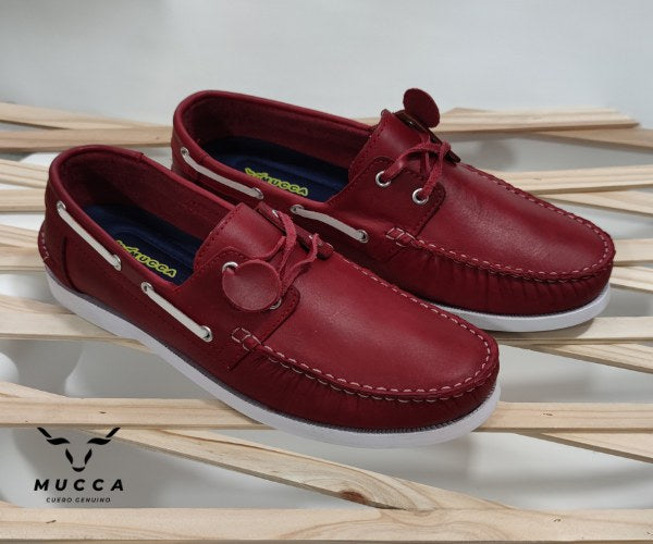 zapato mocasin Apache sperry nautico para hombre color rojo x blanco 731
