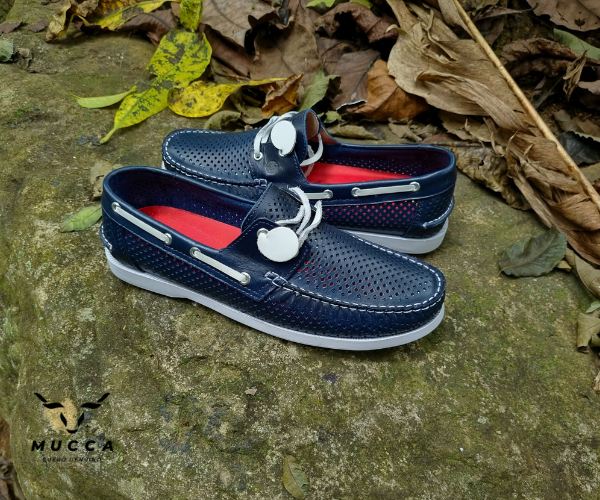 zapato mocasin Apache sperry nautico para hombre color azul perforado x blanco 731