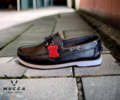 zapato mocasin Apache sperry nautico para hombre color  negro suela blanca 731