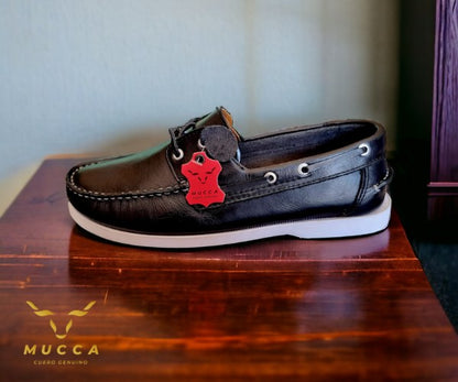 zapato mocasin Apache sperry nautico para hombre color  negro suela blanca 731