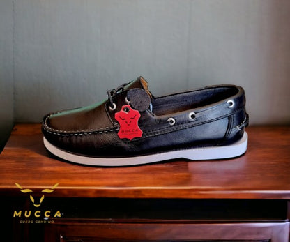 zapato mocasin Apache sperry nautico para hombre color  negro suela blanca 731