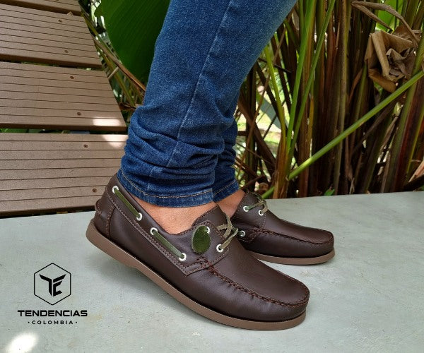 zapato mocasin Apache sperry nautico para hombre color cafe x verde 731
