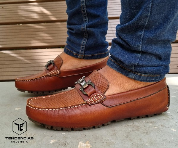 zapato mocasin Apache enchasado para hombre color miel  631