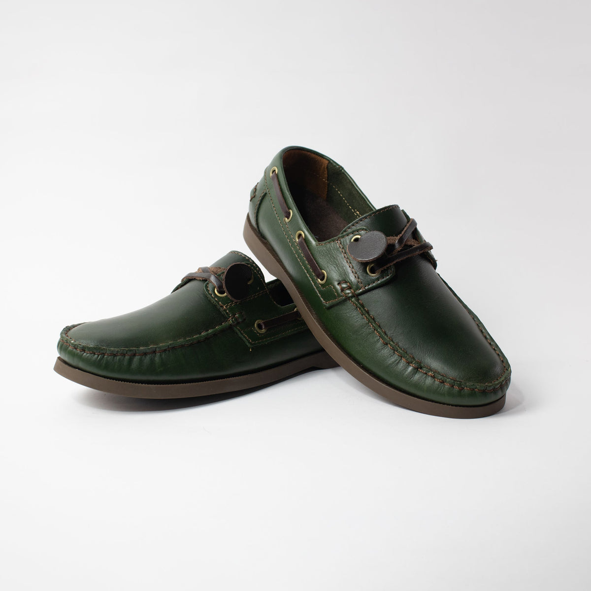 zapato mocasin Apache sperry nautico para hombre color verde x cafe 731