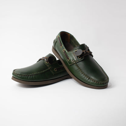 zapato mocasin Apache sperry nautico para hombre color verde x cafe 731