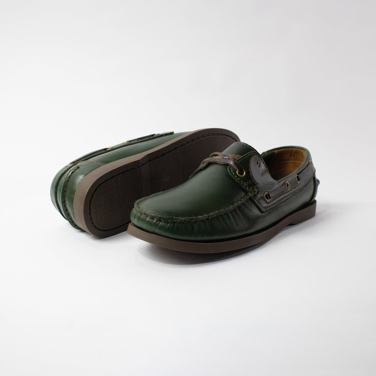 zapato mocasin Apache sperry nautico para hombre color verde x cafe 731