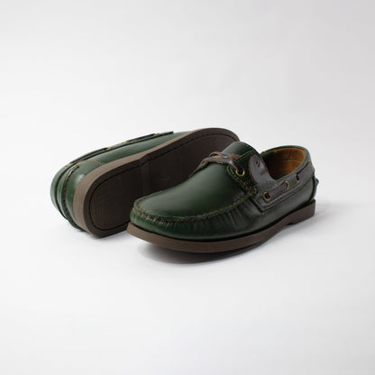 zapato mocasin Apache sperry nautico para hombre color verde x cafe 731
