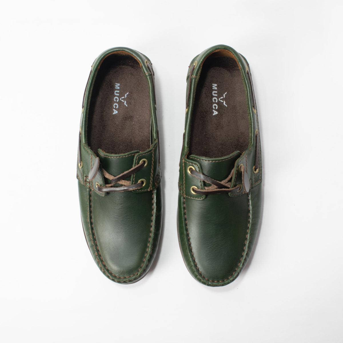 zapato mocasin Apache sperry nautico para hombre color verde x cafe 731