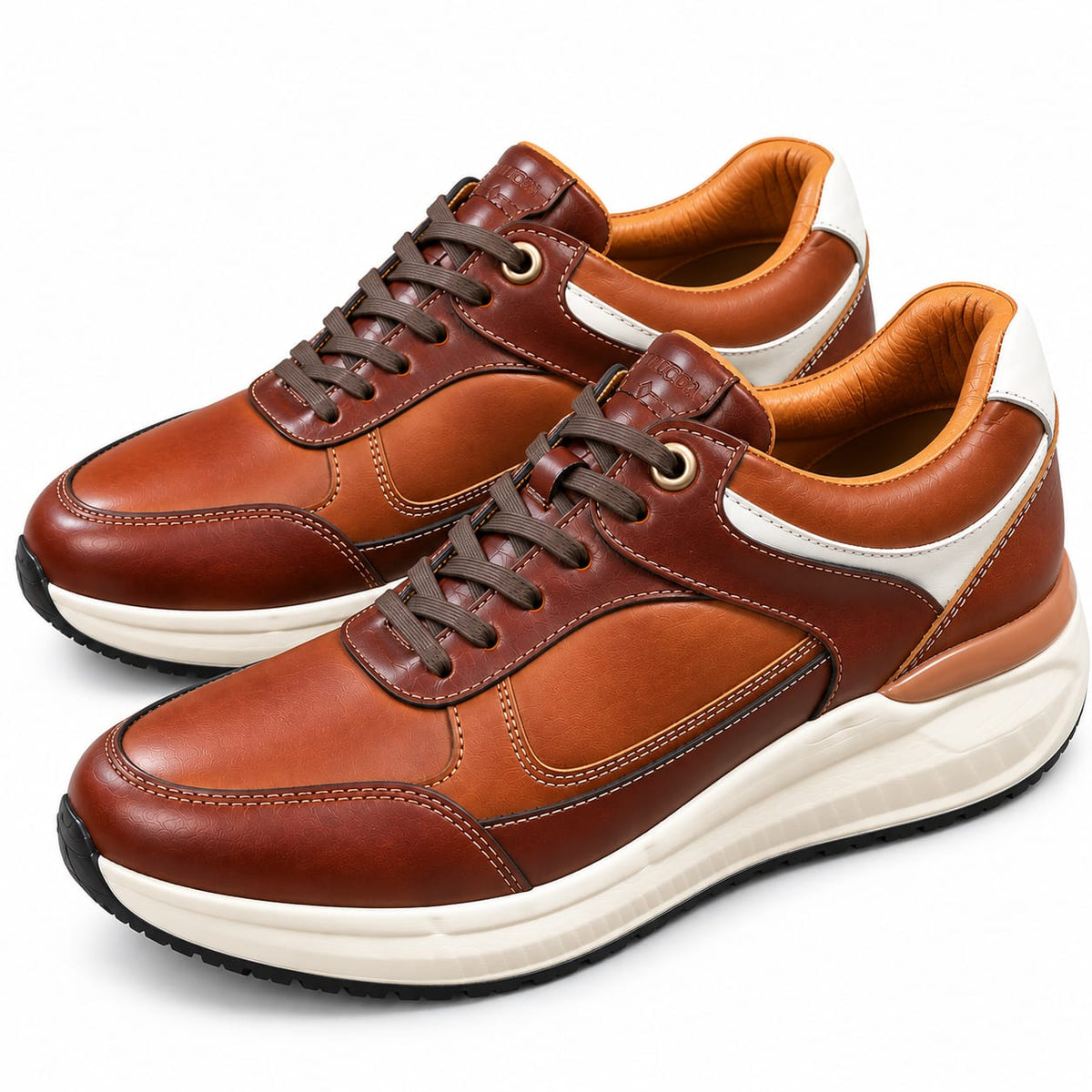 Zapato tenis deportivo en cuero para hombre color  versalles mieI x coñag x gris  2004