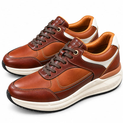 Zapato tenis deportivo en cuero para hombre color  versalles mieI x coñag x gris  2004