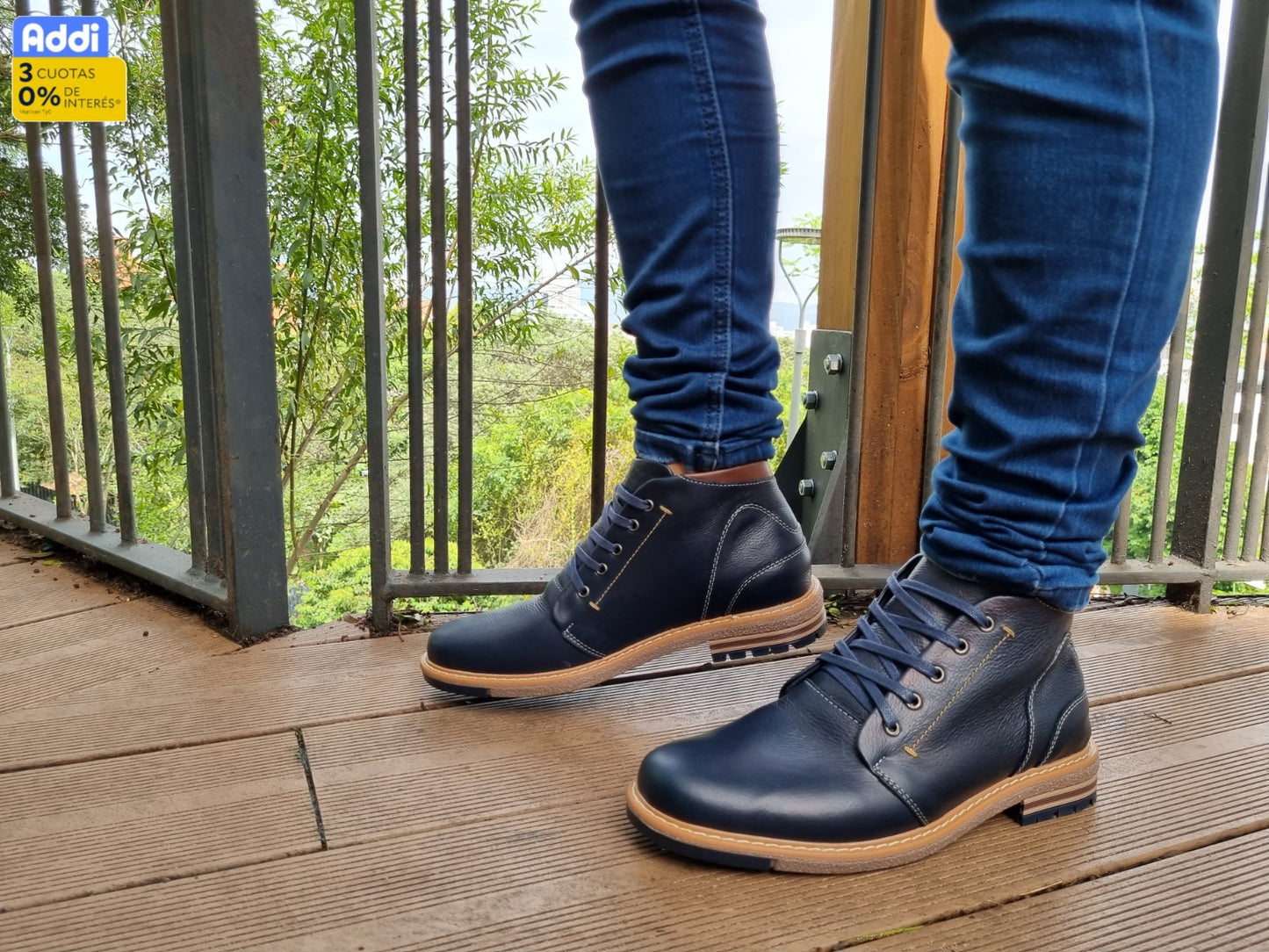 bota en cuero para hombre azul x cafe 207