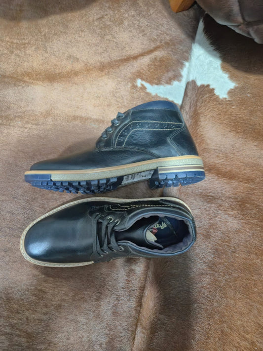 bota en cuero para hombre negra x azul 810