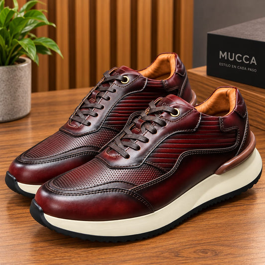 Zapato tenis deportivo en cuero para hombre color versalles coñag x gravados x difuminado 2002 (Copia)