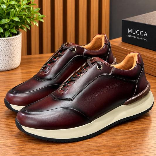 Zapato tenis deportivo en cuero para hombre color  versalles coñag x difuminado 2003