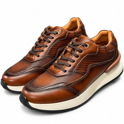 Zapato tenis deportivo en cuero para hombre color versalles miel x gravados x difuminado 2002