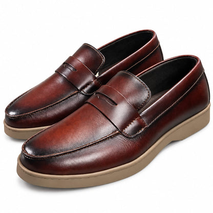 zapato mocasin Apache pegado  para hombre color coñag x difuminado 01 p