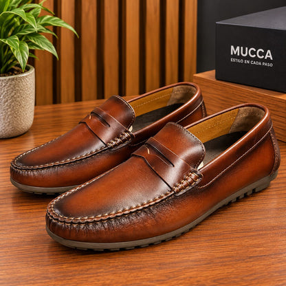zapato mocasin Apache pegado  para hombre color miel x difuminado 550 p