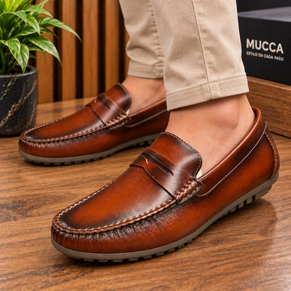 zapato mocasin Apache pegado  para hombre color miel x difuminado 550 p