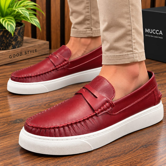 Mocasín Apache sperry náutico eva para hombre color versalles rojo eva 550
