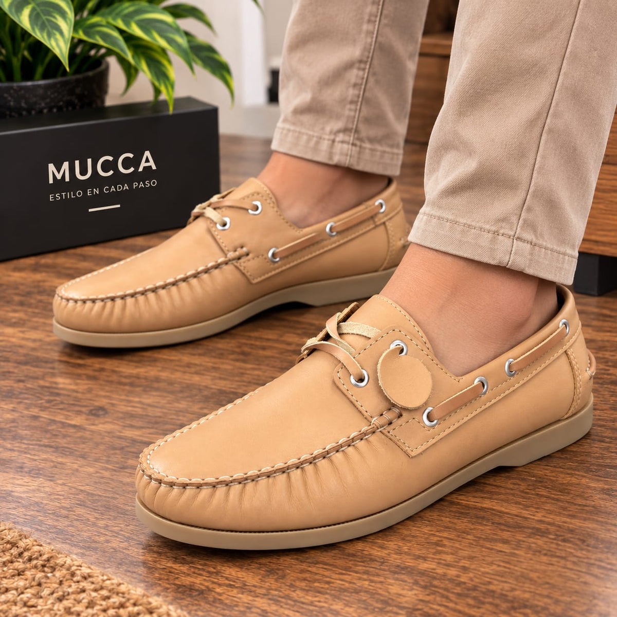 zapato mocasin Apache sperry nautico para hombre color rustico beis 731