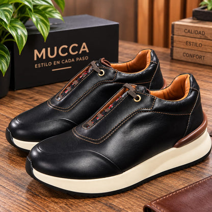 Zapato tenis deportivo en cuero para hombre color  versalles cafe 2003