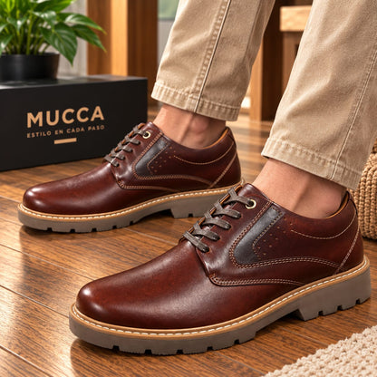zapato casual en cuero para hombre color versalles coñag 3002