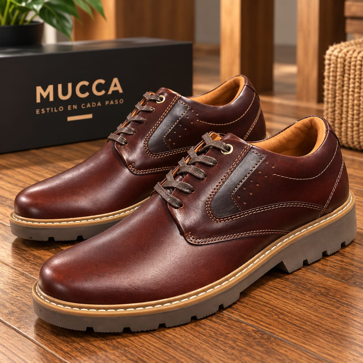 zapato casual en cuero para hombre color versalles coñag 3002
