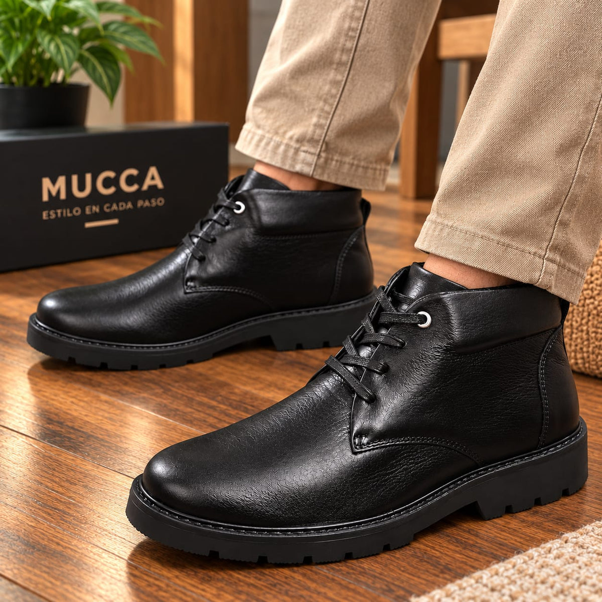 bota en cuero para hombre color sheraton negro 3001