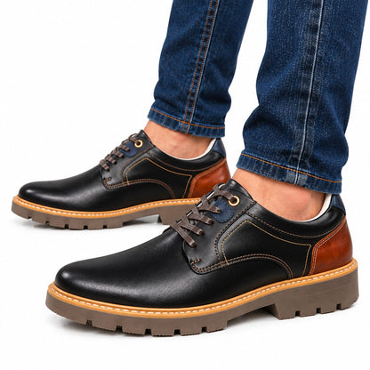 zapato casual en cuero para hombre color versalles cafe x miel x azul 3004