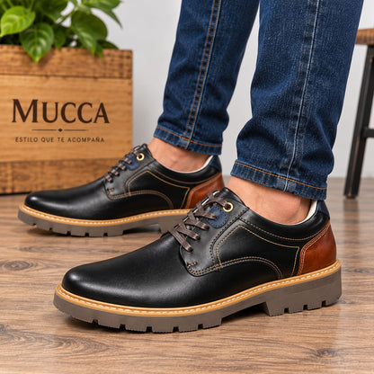 zapato casual en cuero para hombre color versalles cafe x miel x azul 3004