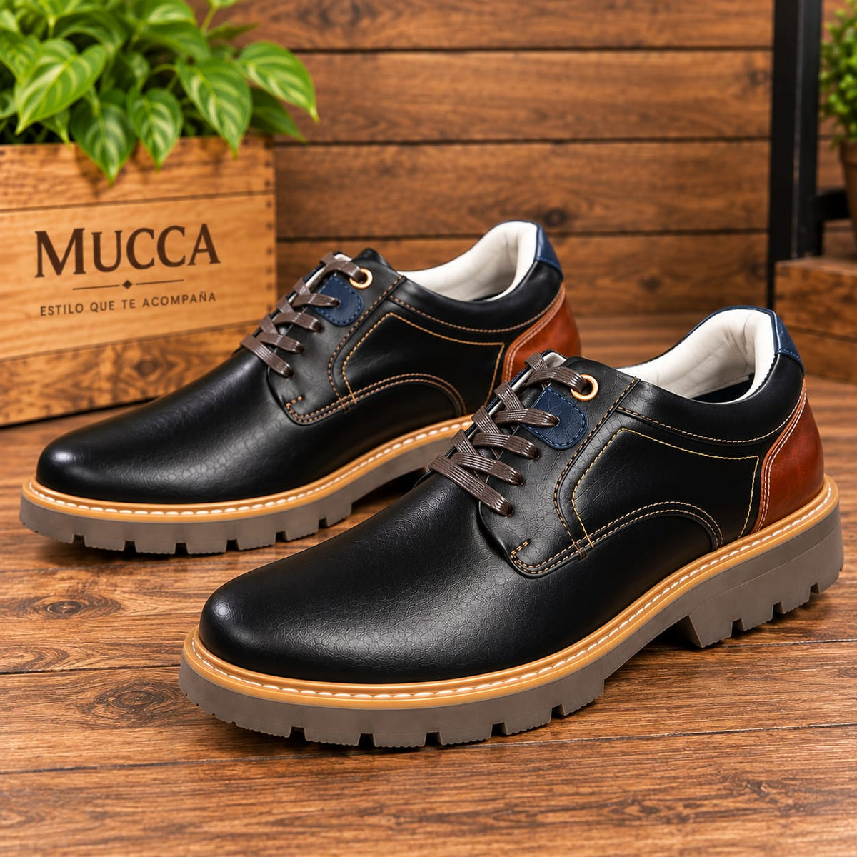 zapato casual en cuero para hombre color versalles cafe x miel x azul 3004