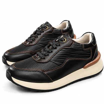 Zapato tenis deportivo en cuero para hombre color negro x cafe 2002