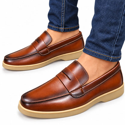 zapato mocasin Apache pegado  para hombre color miel x difuminado 01 p