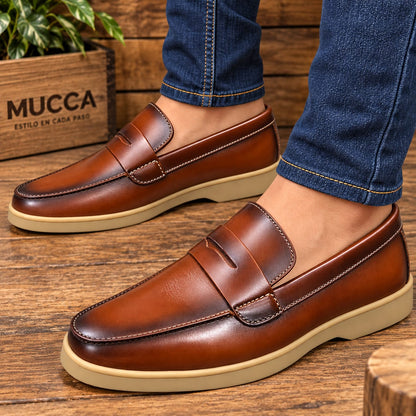 zapato mocasin Apache pegado  para hombre color miel x difuminado 01 p