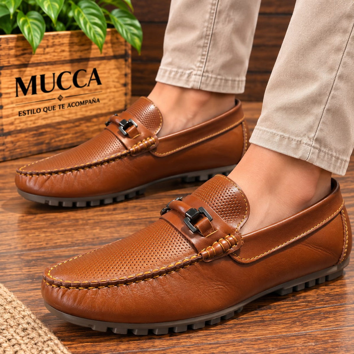 zapato mocasin Apache pegado  para hombre color miel x placa 661 P