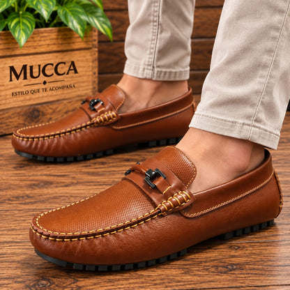 zapato mocasin Apache enchasado para hombre color miel x placa 661