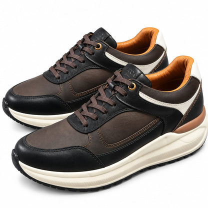 Zapato tenis deportivo en cuero para hombre color cafe x negro x blanco 2004