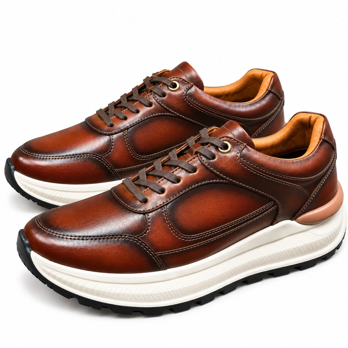Zapato tenis deportivo en cuero para hombre color versalles miel x difuminado 2004