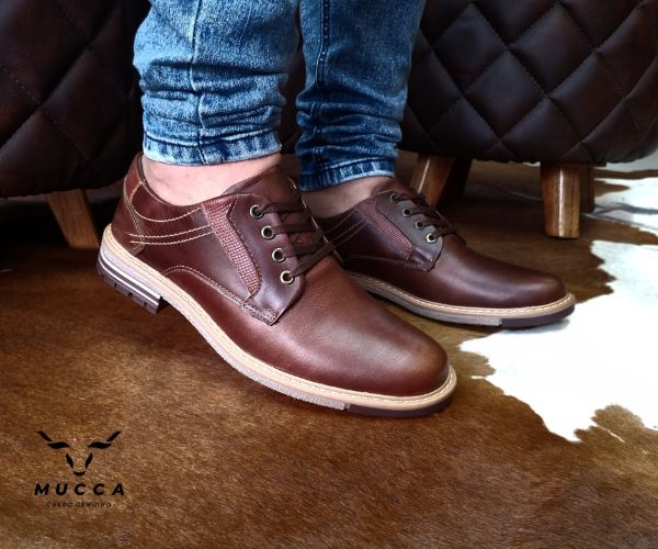 zapato casual en cuero para hombre cafe x miel  809