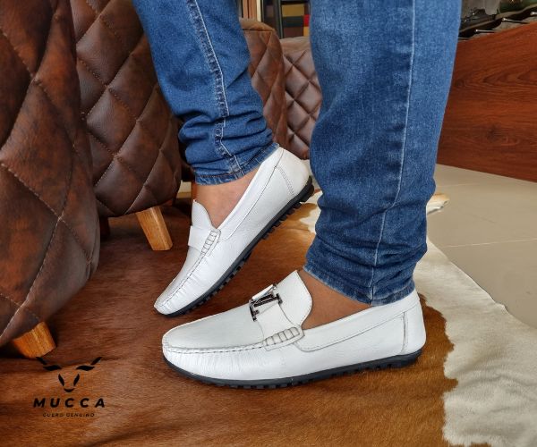 zapato mocasin Apache pegado  para hombre color  blanco 568 p